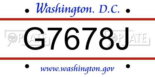 G7678J District Of Columbia License Plate