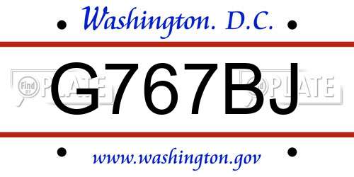 G767BJ District Of Columbia License Plate