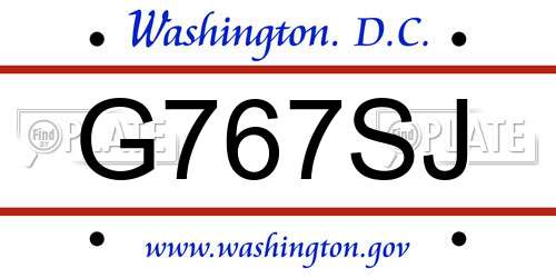 G767SJ District Of Columbia License Plate