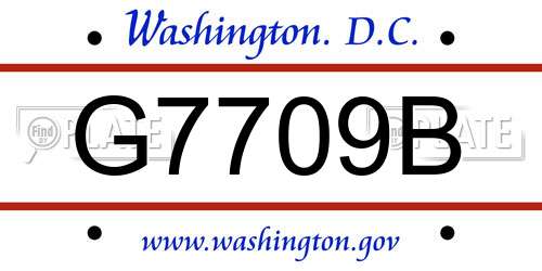 G7709B District Of Columbia License Plate