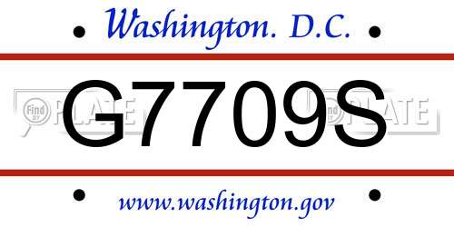 G7709S District Of Columbia License Plate