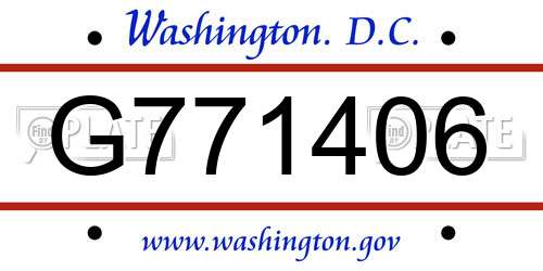 G771406 District Of Columbia License Plate