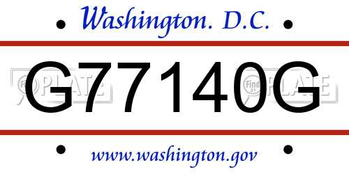 G77140G District Of Columbia License Plate