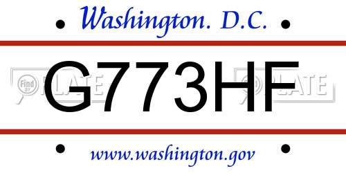 G773HF District Of Columbia License Plate