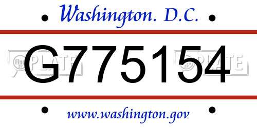 G775154 District Of Columbia License Plate