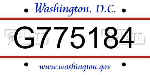 G775184 District Of Columbia License Plate