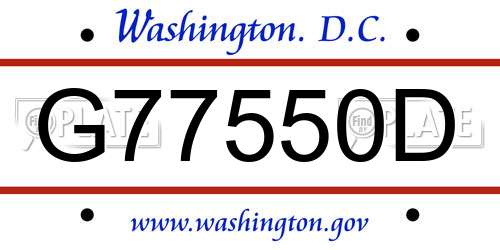 G77550D District Of Columbia License Plate