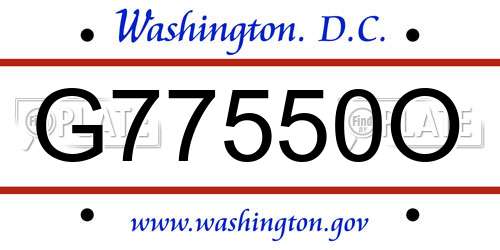 G77550O District Of Columbia License Plate
