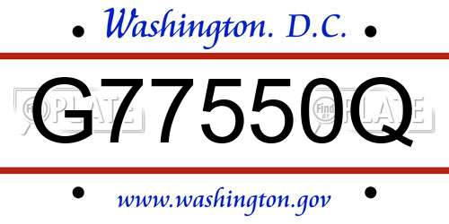 G77550Q District Of Columbia License Plate