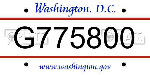 G775800 District Of Columbia License Plate