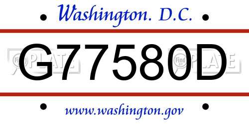 G77580D District Of Columbia License Plate