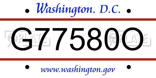 G77580O District Of Columbia License Plate