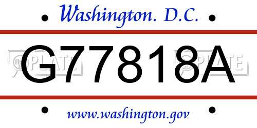 G77818A District Of Columbia License Plate