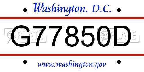 G77850D District Of Columbia License Plate