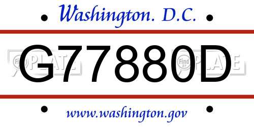 G77880D District Of Columbia License Plate
