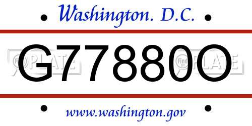 G77880O District Of Columbia License Plate
