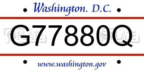 G77880Q District Of Columbia License Plate