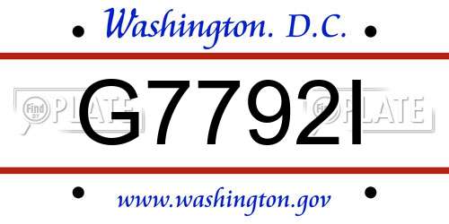 G7792I District Of Columbia License Plate