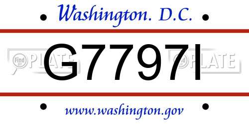 G7797I District Of Columbia License Plate