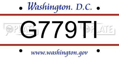 G779TI District Of Columbia License Plate