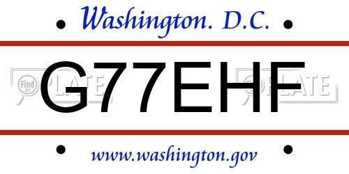 G77EHF District Of Columbia License Plate