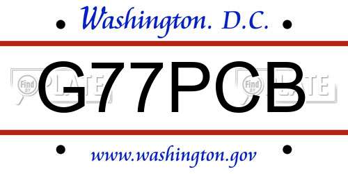 G77PCB District Of Columbia License Plate