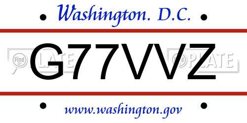 G77VVZ District Of Columbia License Plate