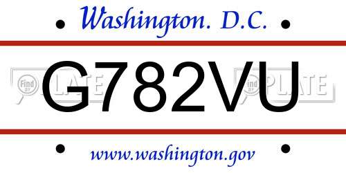 G782VU District Of Columbia License Plate