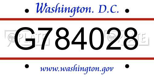 G784028 District Of Columbia License Plate