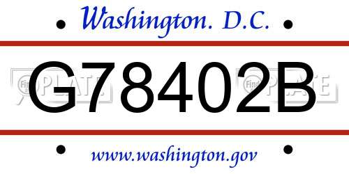 G78402B District Of Columbia License Plate