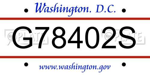 G78402S District Of Columbia License Plate
