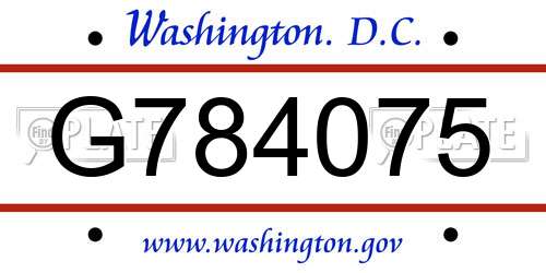 G784075 District Of Columbia License Plate