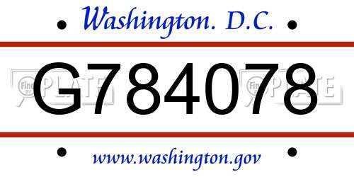 G784078 District Of Columbia License Plate