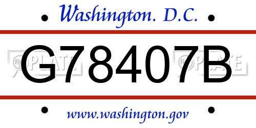 G78407B District Of Columbia License Plate