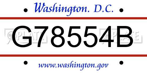 G78554B District Of Columbia License Plate