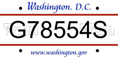 G78554S District Of Columbia License Plate