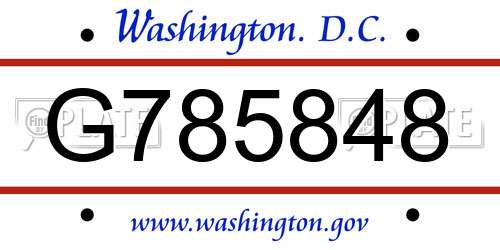 G785848 District Of Columbia License Plate