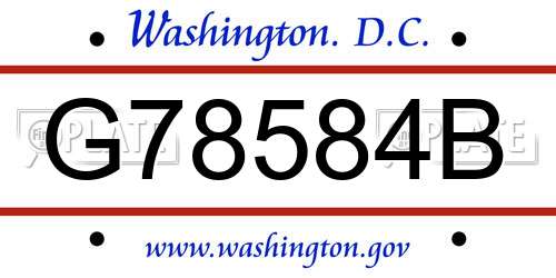 G78584B District Of Columbia License Plate