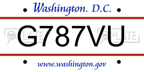 G787VU District Of Columbia License Plate