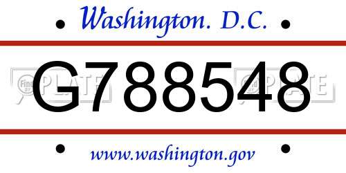 G788548 District Of Columbia License Plate