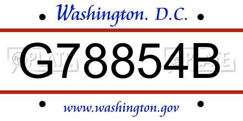 G78854B District Of Columbia License Plate