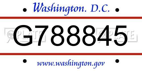 G788845 District Of Columbia License Plate