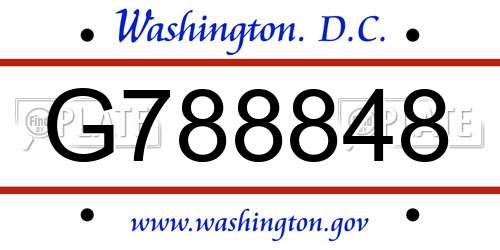 G788848 District Of Columbia License Plate