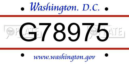 G78975 District Of Columbia License Plate