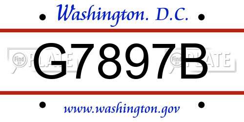 G7897B District Of Columbia License Plate
