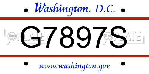G7897S District Of Columbia License Plate