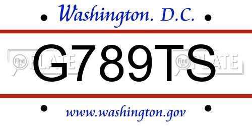 G789TS District Of Columbia License Plate