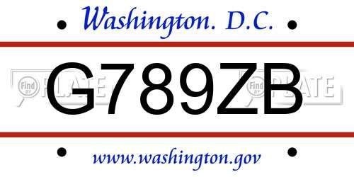 G789ZB District Of Columbia License Plate