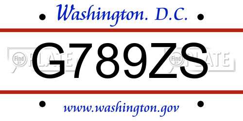 G789ZS District Of Columbia License Plate