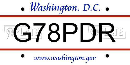 G78PDR District Of Columbia License Plate